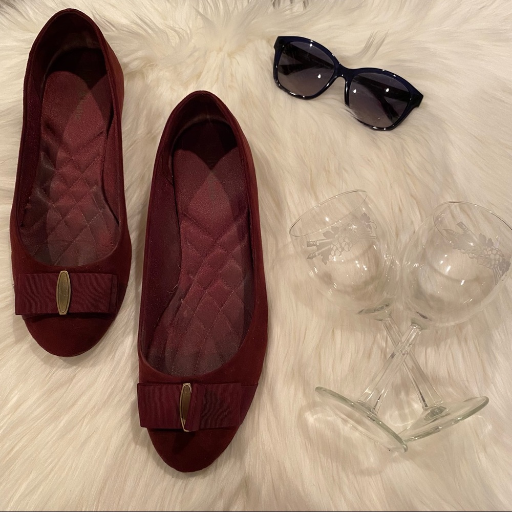 Kelly & Katie Burgundy Suede Fiorella Flats